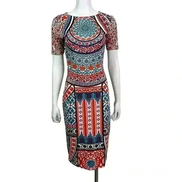 Pankaj & Nidhi Anthropologie Chanda Column Boho Geometric Bodycon Dress Size S - Picture 3 of 11